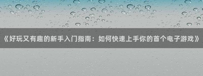 辉达娱乐平台登录线路：《好玩又有趣的新手入门指南：如何快速上